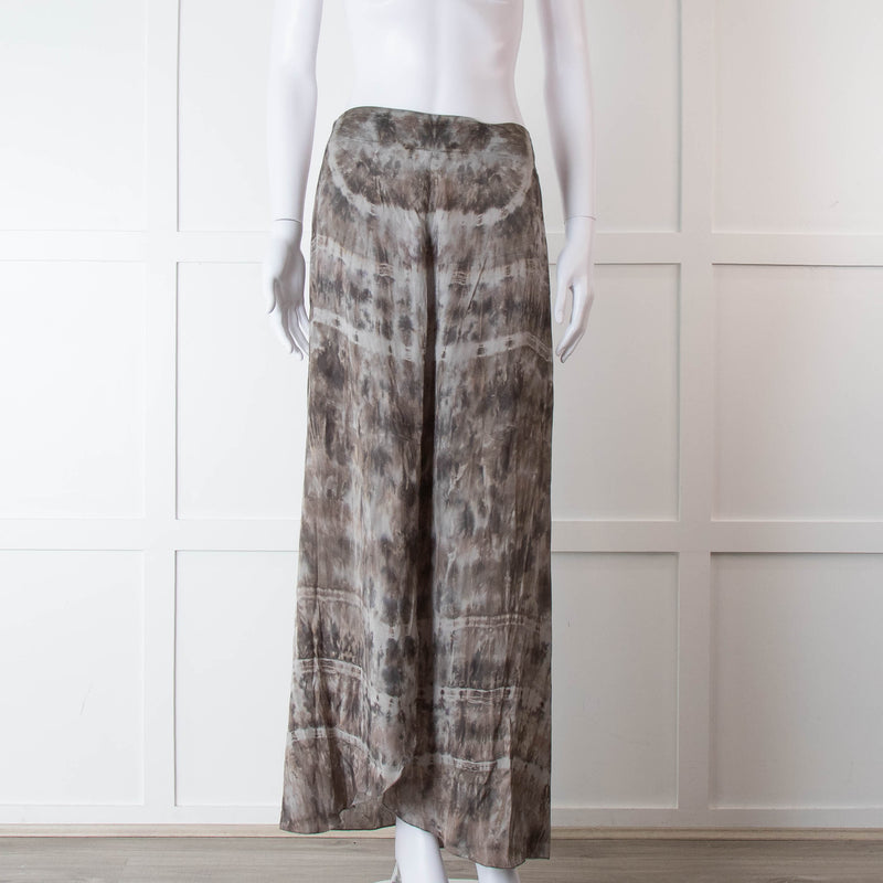Rabens Soloner Grey & Beige Patterned Skirt With Slit Front