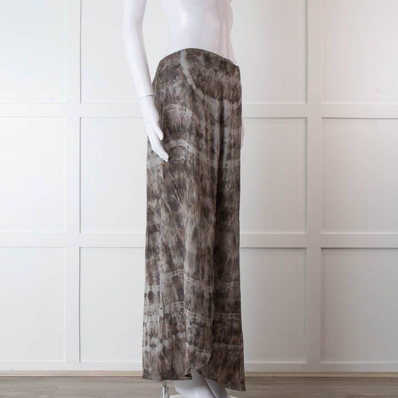 Rabens Soloner Grey & Beige Patterned Skirt With Slit Front
