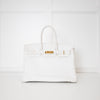 Hermes White 35 Birkin Togo Leather Bag