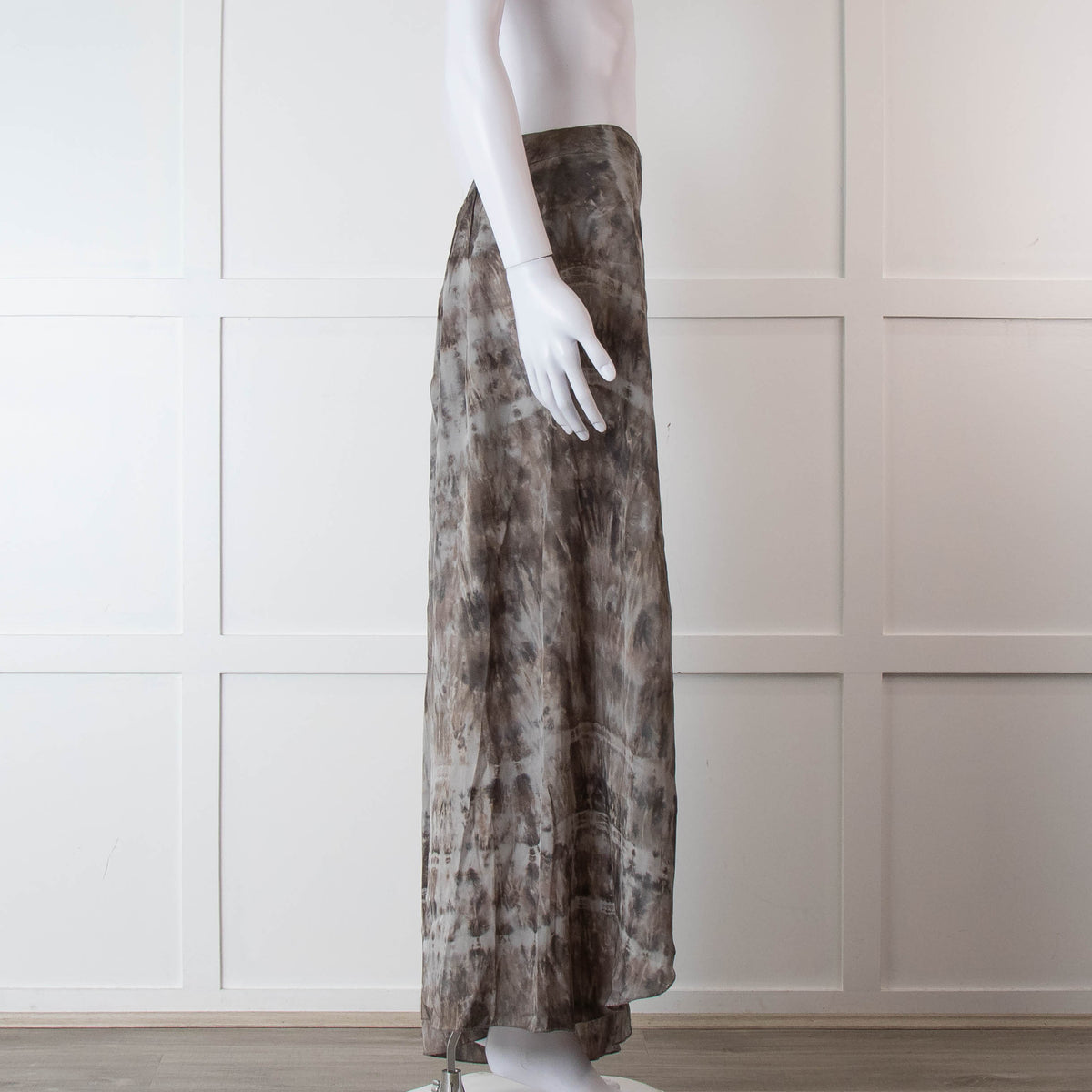 Rabens Soloner Grey & Beige Patterned Skirt With Slit Front