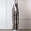 Rabens Soloner Grey & Beige Patterned Skirt With Slit Front