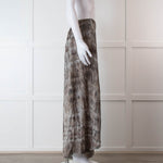 Rabens Soloner Grey & Beige Patterned Skirt With Slit Front