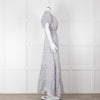Ridley White Blue Grey Floral Cotton Puff Sleeve Maxi Dress