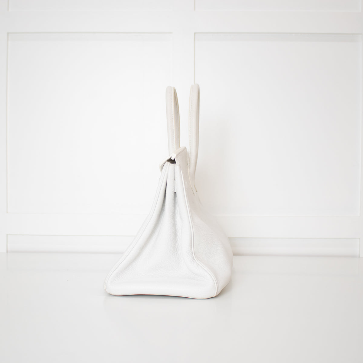 Hermes White 35 Birkin Togo Leather Bag