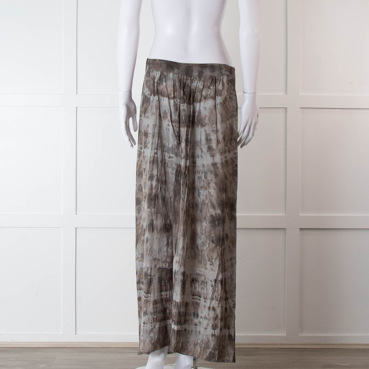 Rabens Soloner Grey & Beige Patterned Skirt With Slit Front