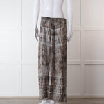 Rabens Soloner Grey & Beige Patterned Skirt With Slit Front