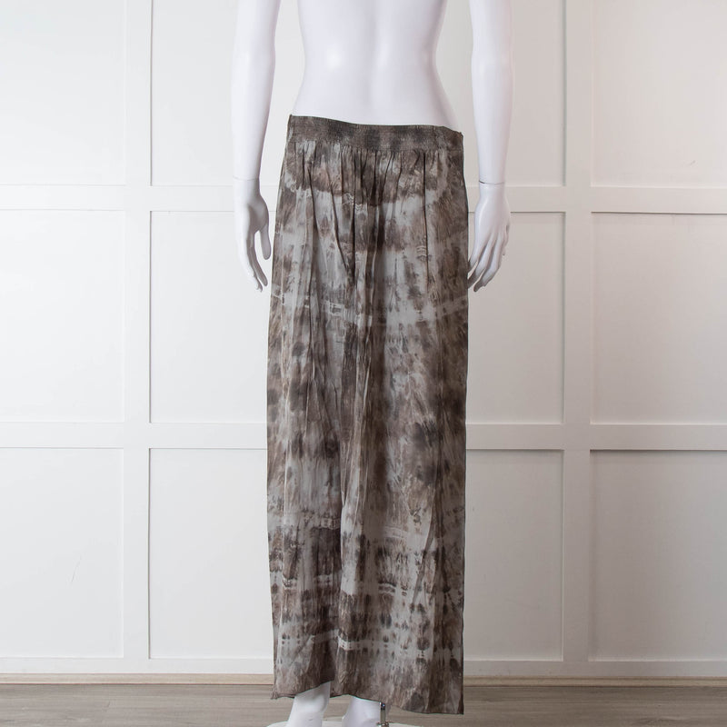 Rabens Soloner Grey & Beige Patterned Skirt With Slit Front