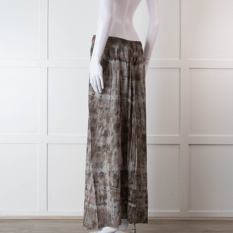 Rabens Soloner Grey & Beige Patterned Skirt With Slit Front