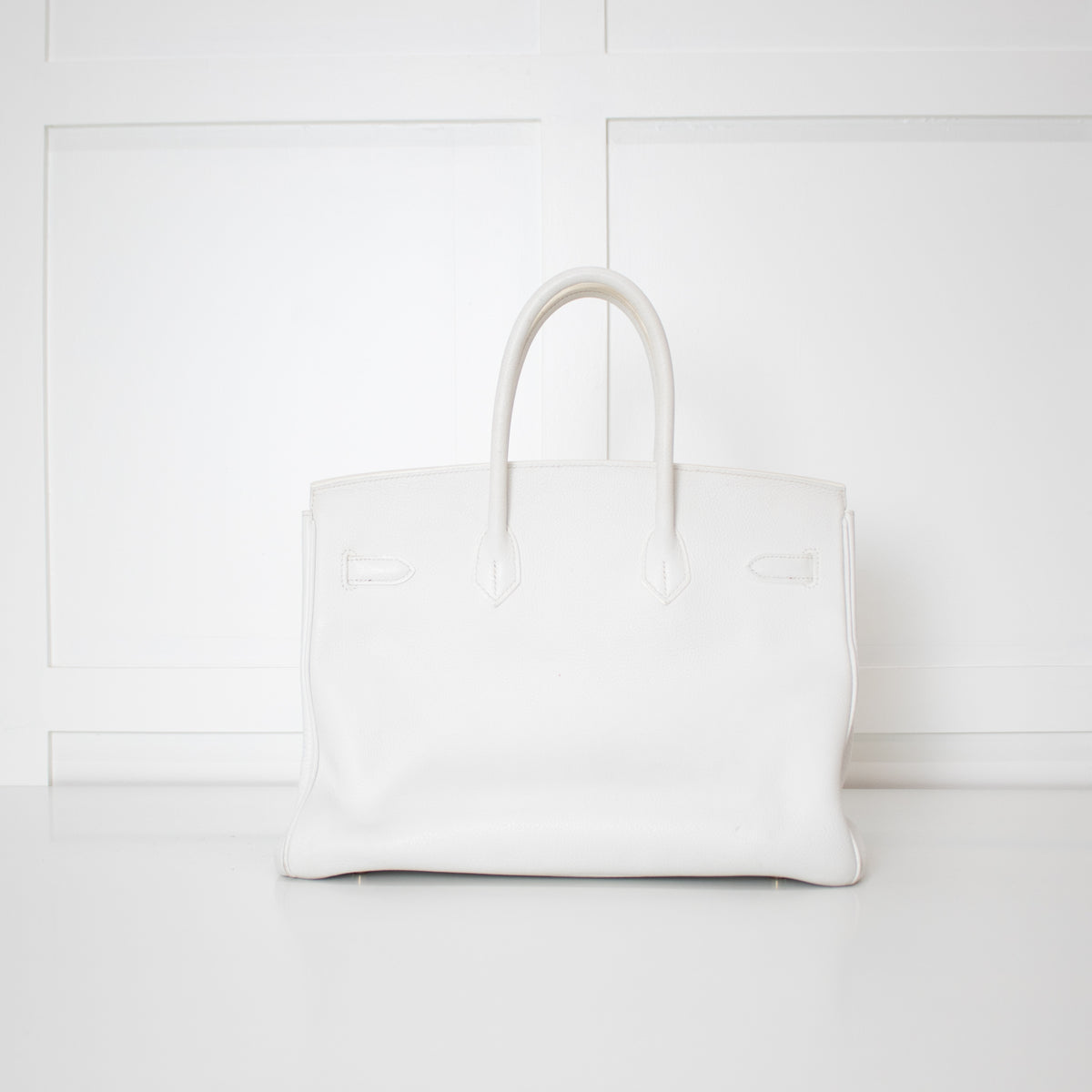 Hermes White 35 Birkin Togo Leather Bag