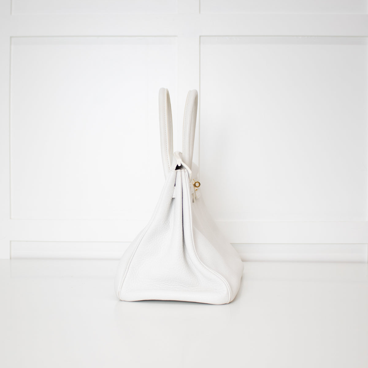 Hermes White 35 Birkin Togo Leather Bag