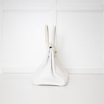 Hermes White 35 Birkin Togo Leather Bag