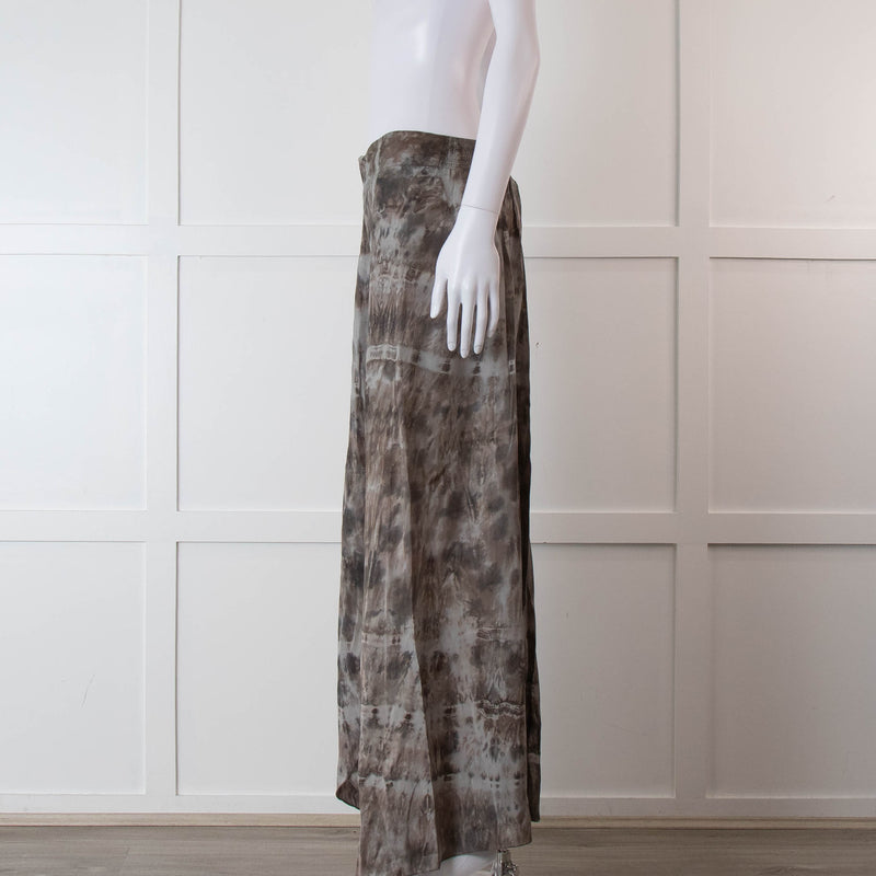 Rabens Soloner Grey & Beige Patterned Skirt With Slit Front