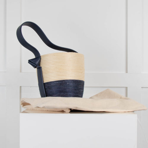 Cesta Collective Navy and Cream Woven Basket Bag