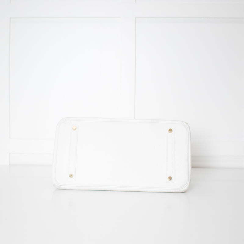 Hermes White 35 Birkin Togo Leather Bag