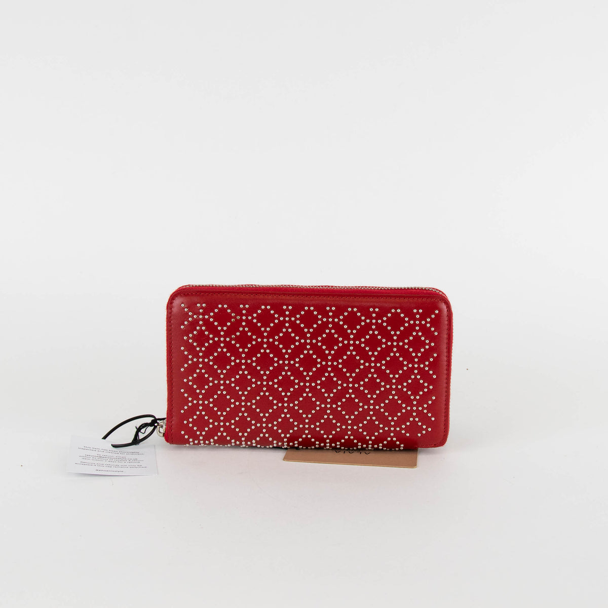 Alaia Red Studded Zip Wallet