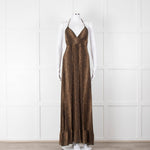 Melissa Odabash Brown Animal Print Halter Neck Maxi Dress