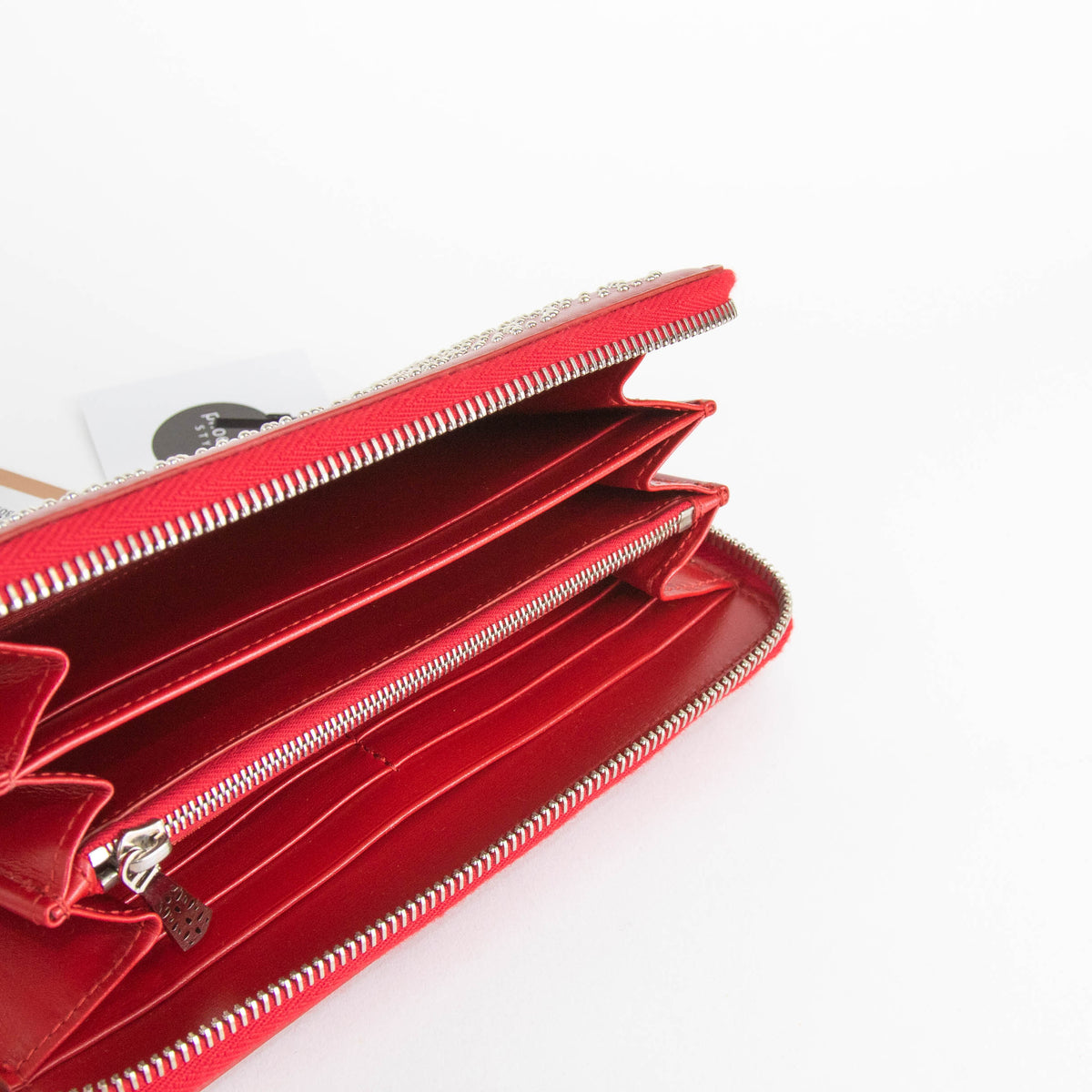 Alaia Red Studded Zip Wallet