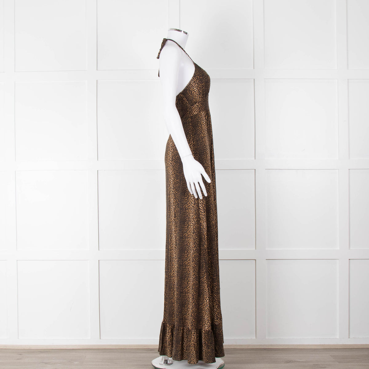 Melissa Odabash Brown Animal Print Halter Neck Maxi Dress