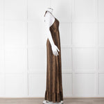 Melissa Odabash Brown Animal Print Halter Neck Maxi Dress
