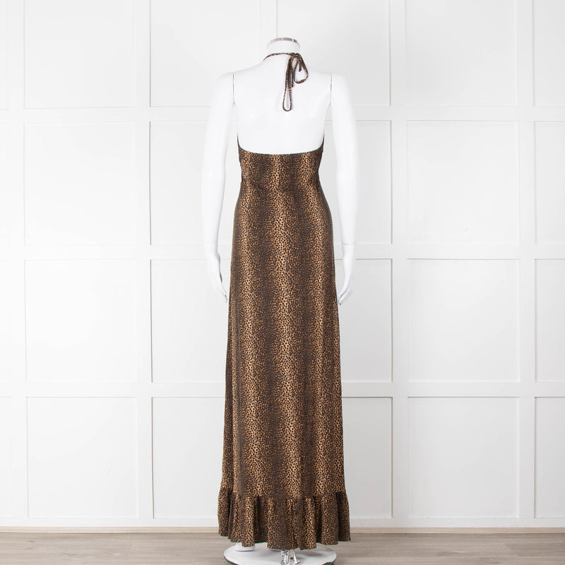 Melissa Odabash Brown Animal Print Halter Neck Maxi Dress