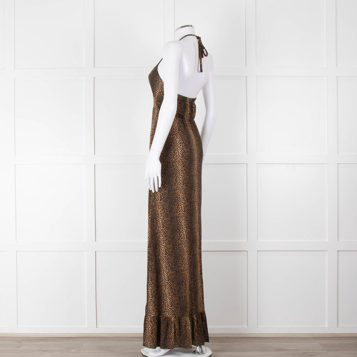 Melissa Odabash Brown Animal Print Halter Neck Maxi Dress