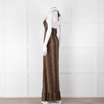 Melissa Odabash Brown Animal Print Halter Neck Maxi Dress