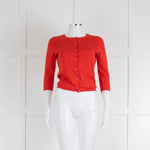 Carolina Herrera Orange Silk Blend Pearl Button Cardigan