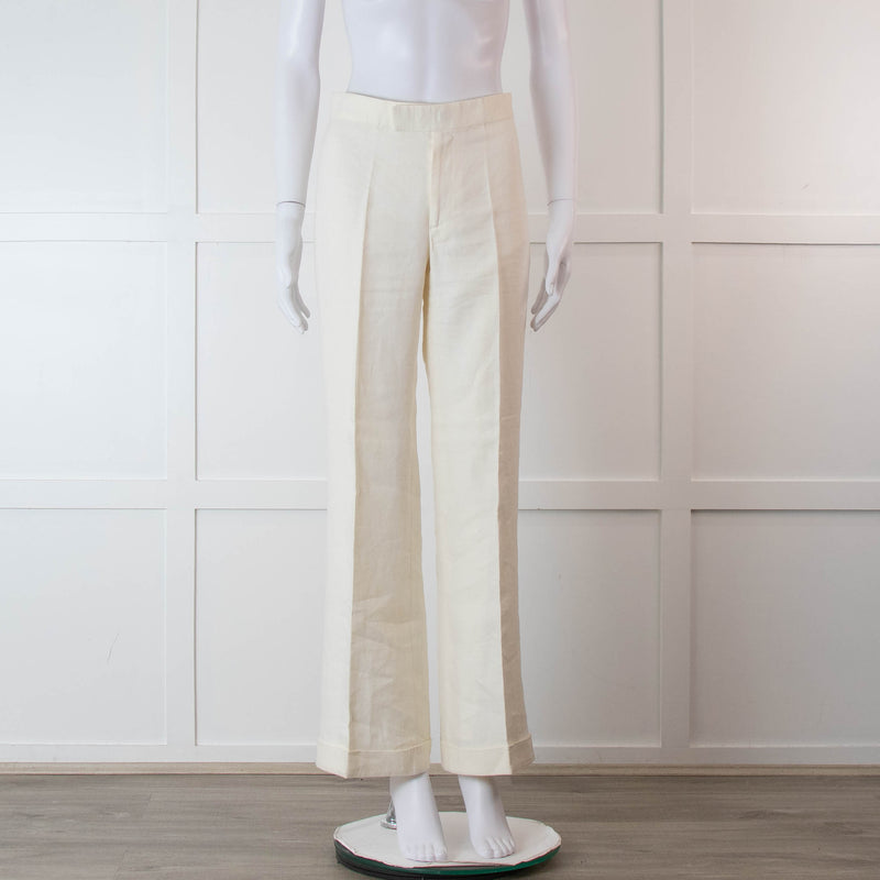 Ralph Lauren Collection Purple Label Cream Linen Trousers