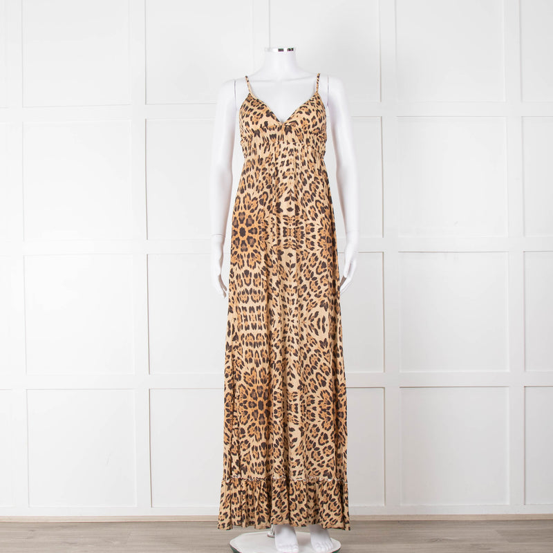 Melissa Odabash Brown Animal Print Sleeveless Maxi Sun Dress