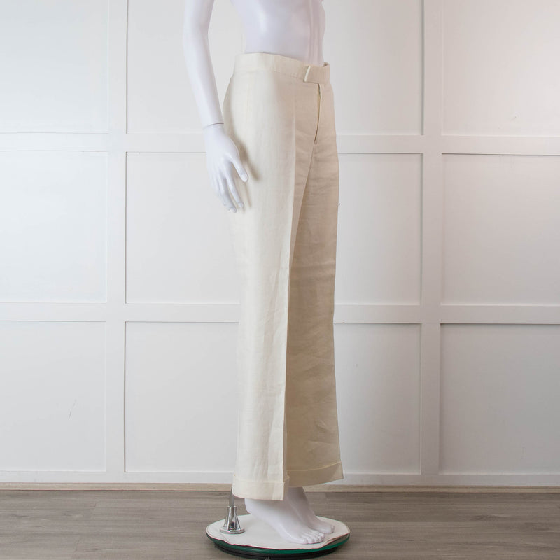 Ralph Lauren Collection Purple Label Cream Linen Trousers