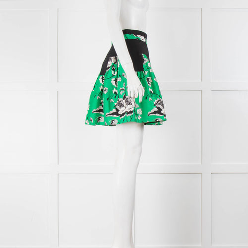Diane Von Furstenberg Green Black Print Mini Skirt