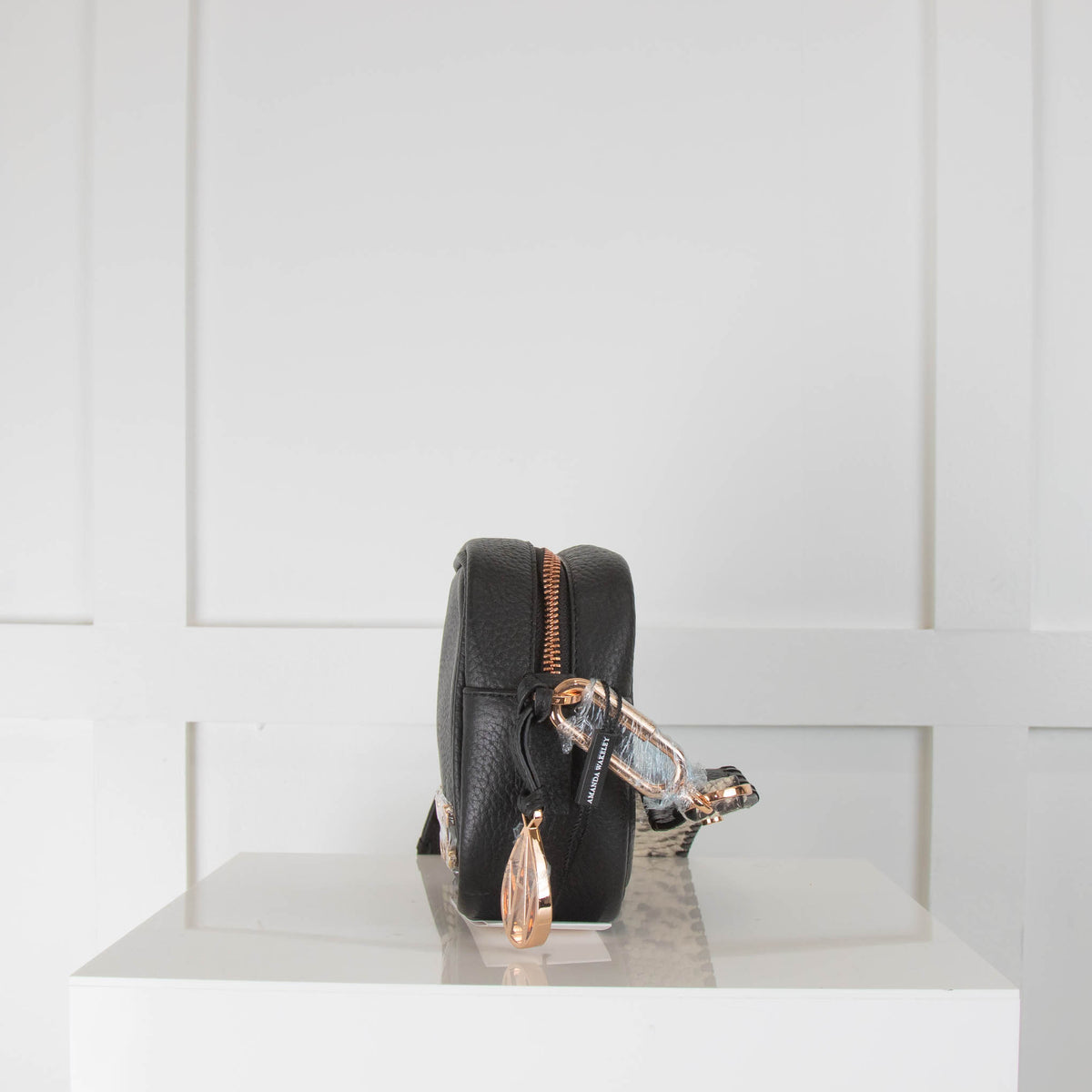 Amanda Wakeley Black Rose Gold Hardware Crossbody Bag