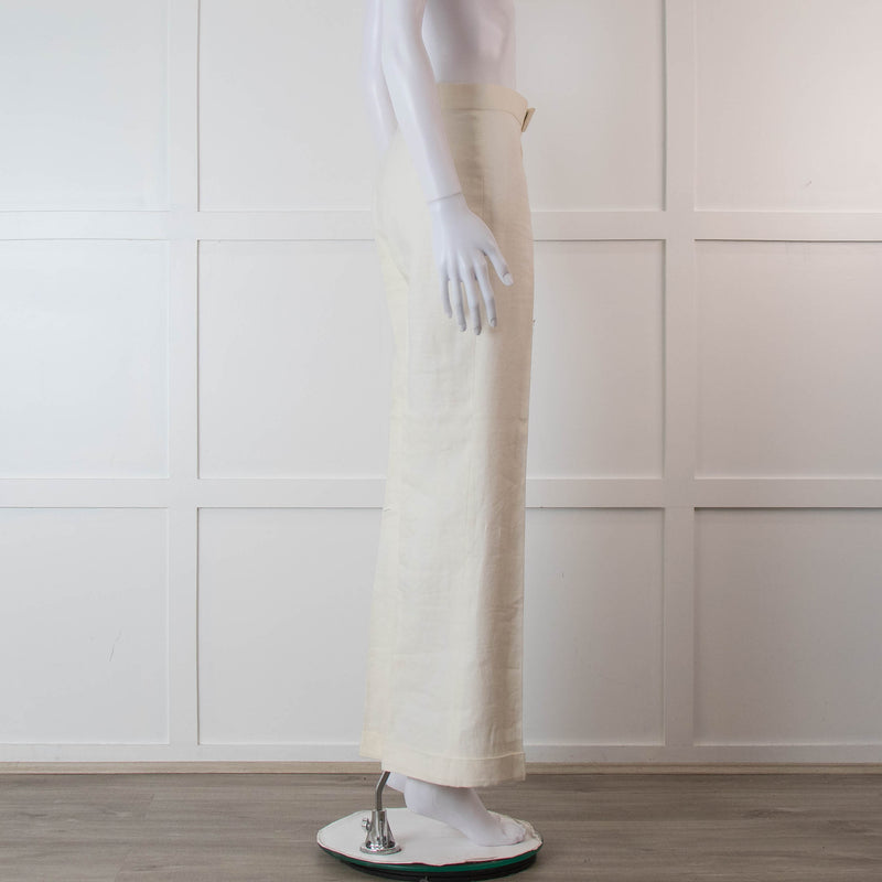 Ralph Lauren Collection Purple Label Cream Linen Trousers