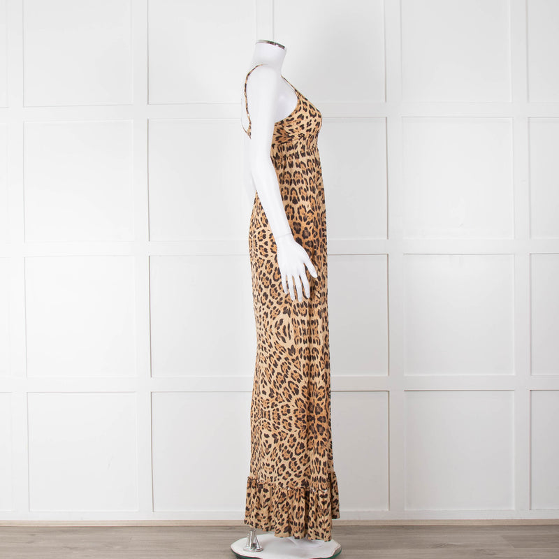 Melissa Odabash Brown Animal Print Sleeveless Maxi Sun Dress
