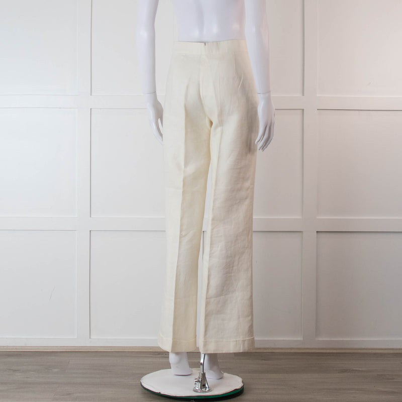 Ralph Lauren Collection Purple Label Cream Linen Trousers