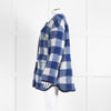 Sezane Blue White Check Reversible Jacket