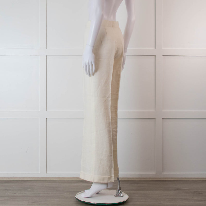 Ralph Lauren Collection Purple Label Cream Linen Trousers
