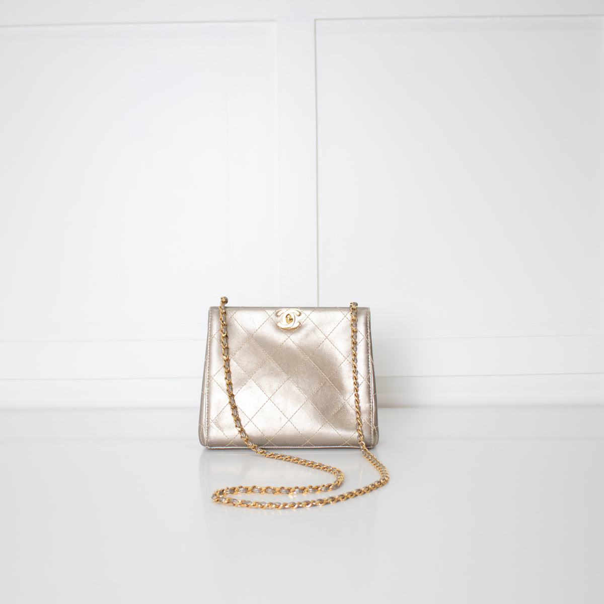 Chanel Champagne Gold Vintage Quilted Small Crossbody Bag