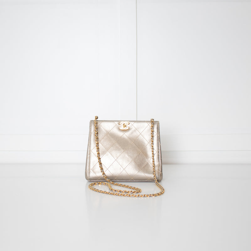 Chanel Champagne Gold Vintage Quilted Small Crossbody Bag