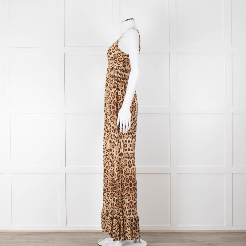Melissa Odabash Brown Animal Print Sleeveless Maxi Sun Dress