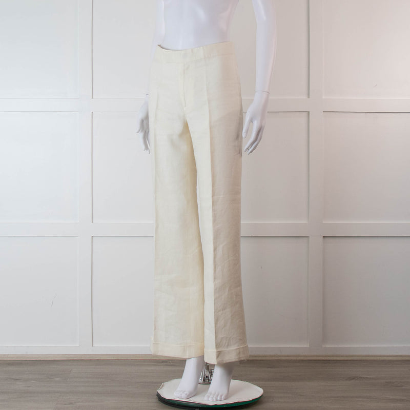 Ralph Lauren Collection Purple Label Cream Linen Trousers