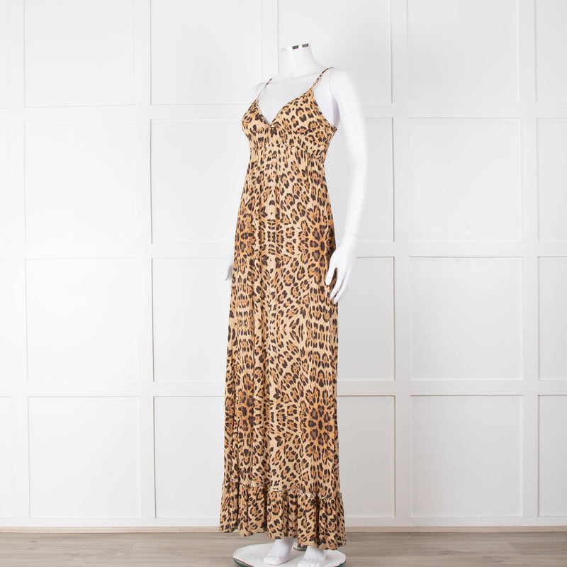 Melissa Odabash Brown Animal Print Sleeveless Maxi Sun Dress
