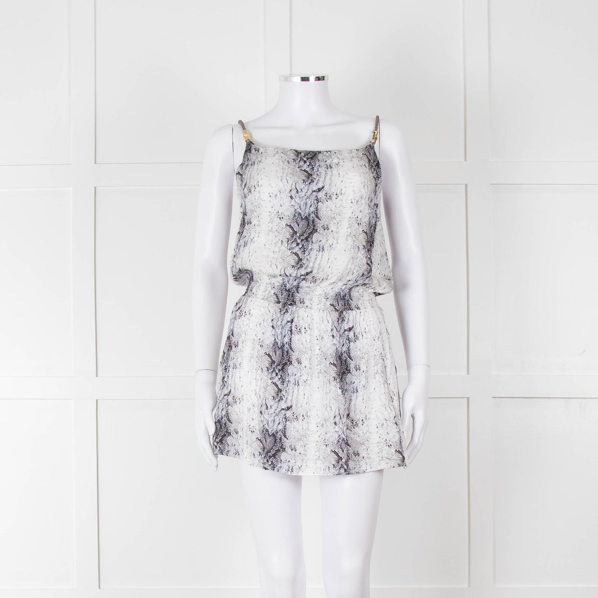 Heidi Klein White Black Snake Skin Print Mini Sun Dress