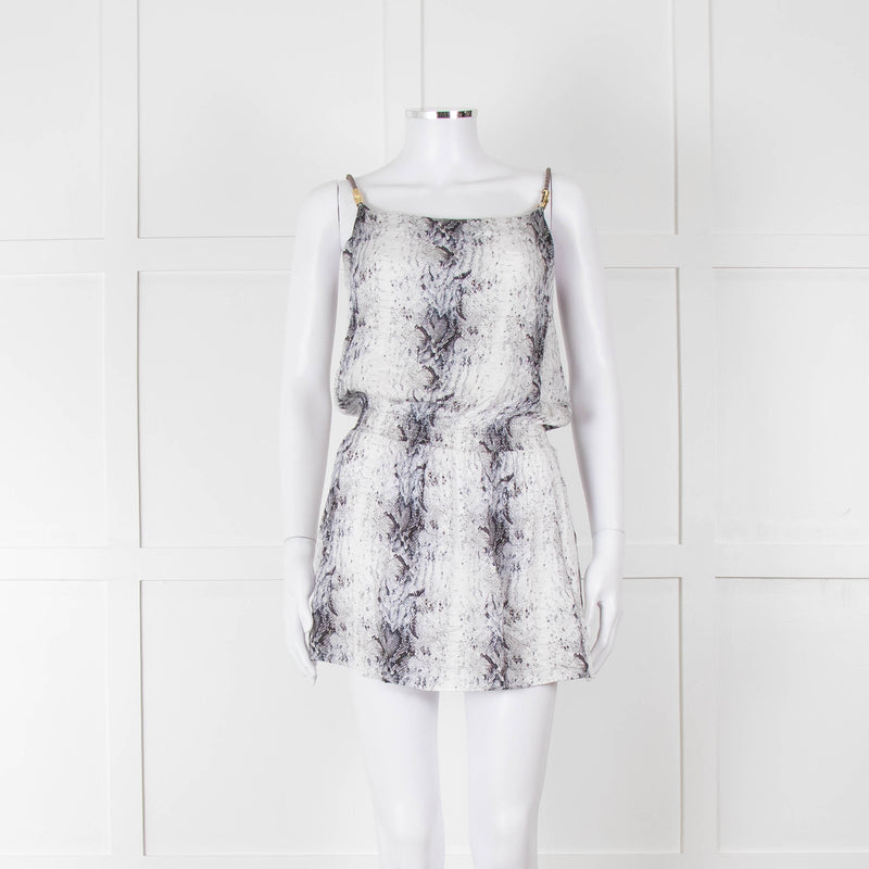 Heidi Klein White Black Snake Skin Print Mini Sun Dress
