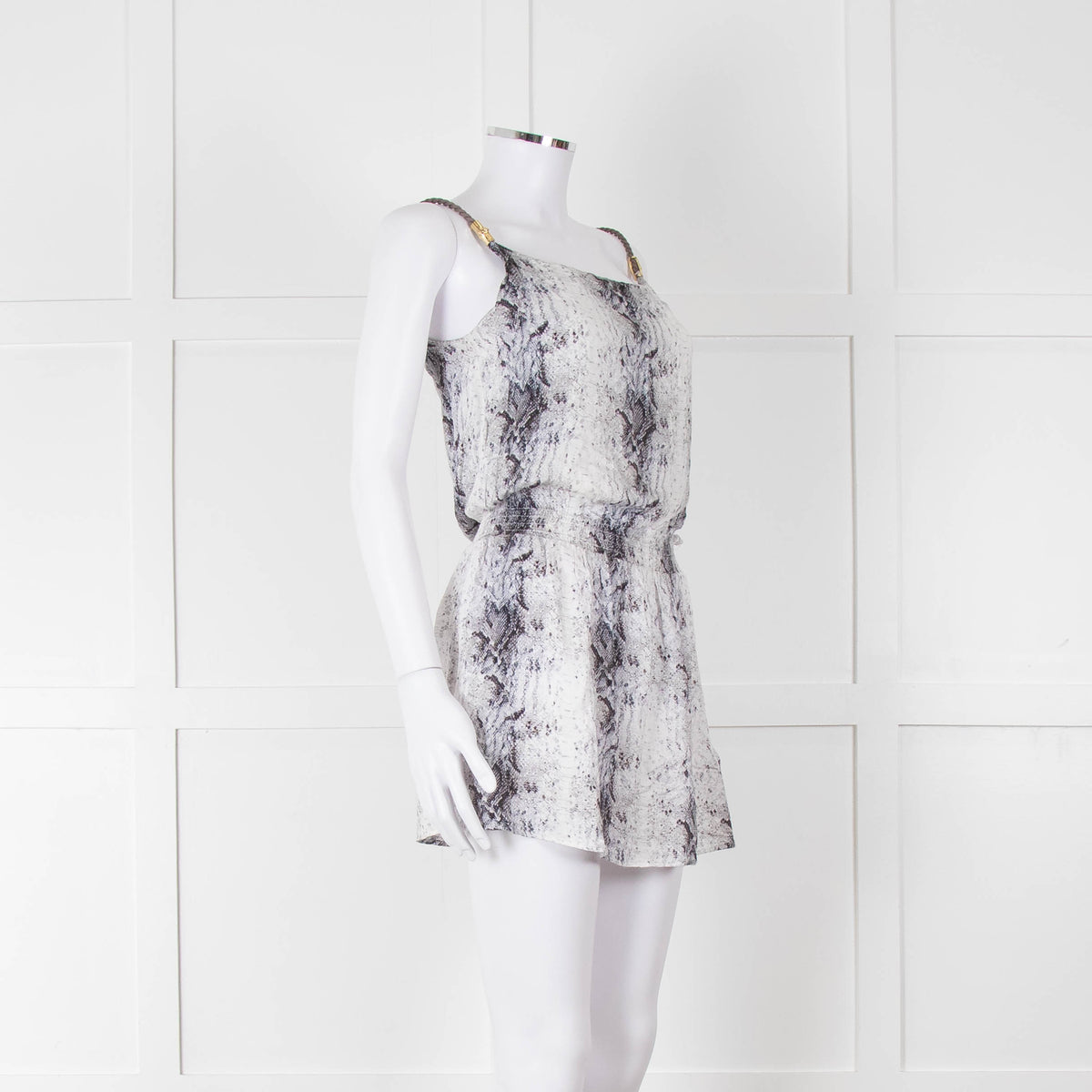Heidi Klein White Black Snake Skin Print Mini Sun Dress