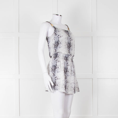 Heidi Klein White Black Snake Skin Print Mini Sun Dress