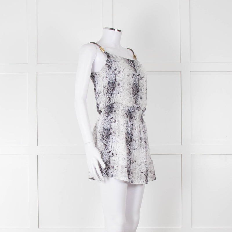 Heidi Klein White Black Snake Skin Print Mini Sun Dress