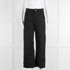 Sezane Black Denim Wide Leg Relaxed Fit Cropped Jeans