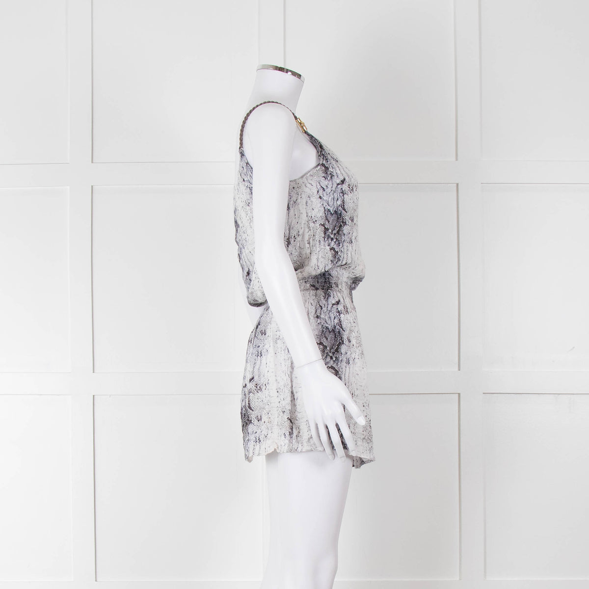 Heidi Klein White Black Snake Skin Print Mini Sun Dress