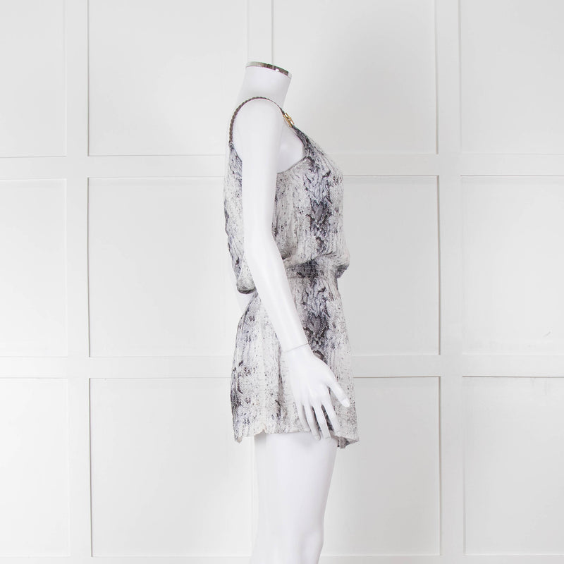 Heidi Klein White Black Snake Skin Print Mini Sun Dress